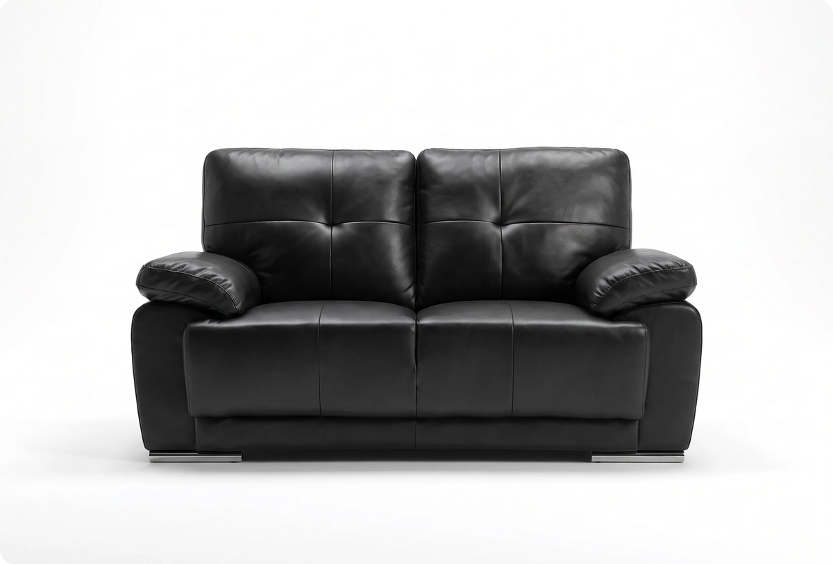 Brighton Black Leather 2 Seater Sofa