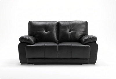 Brighton Black Leather 2 Seater Sofa