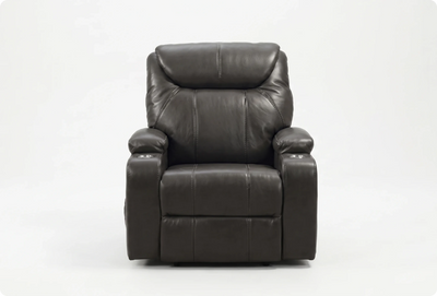 Cinemax Grey Electric Leather Recliner Armchair With Two Cup Holders