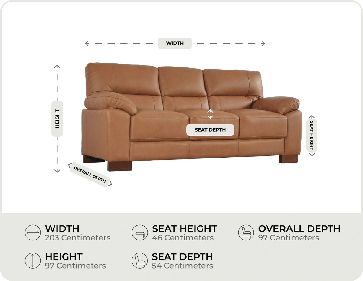 Dalmore Genuine Leather 3 Seater Sofa