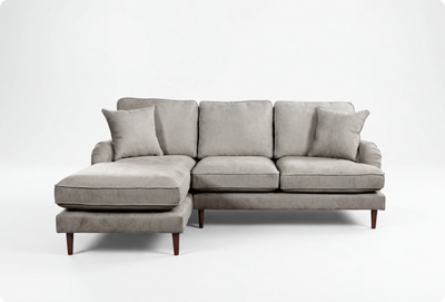 Durham Silver Fabric Left Hand Corner Sofa