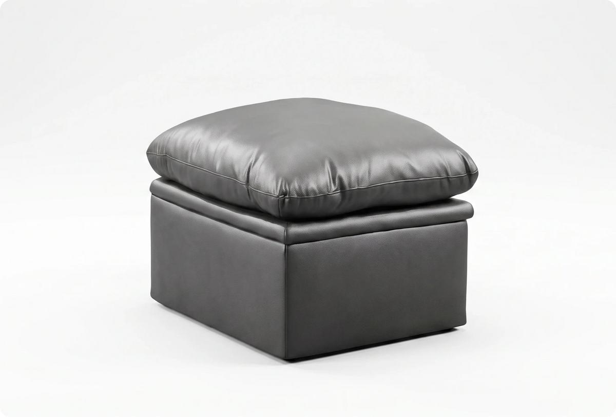 Florence Grey Leather Footstool