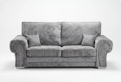 Florence High Back Grey Fabric 3 Seater Sofa