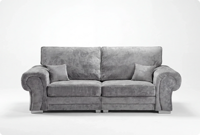 Florence High Back Grey Fabric 4 Seater Sofa