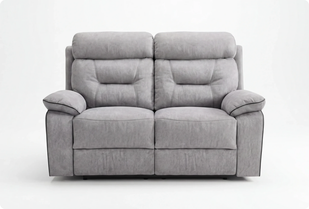 Foster Light Grey Fabric Electric Recliner 2 Seater Sofa