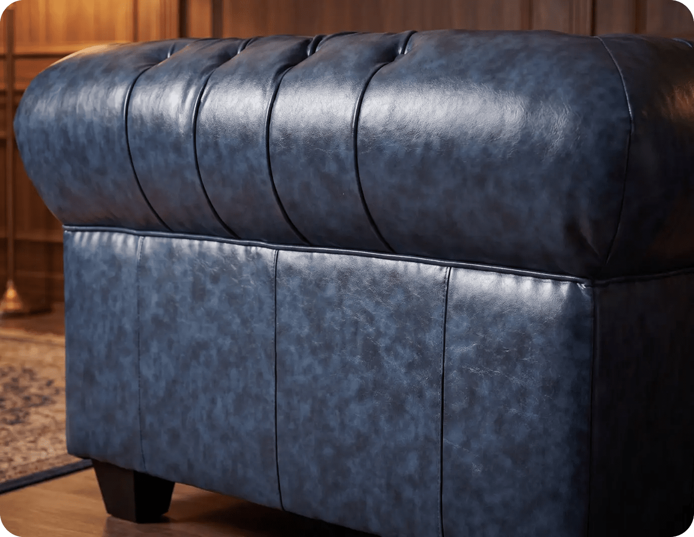 Chesterfield Blue Leather Antique Armchair