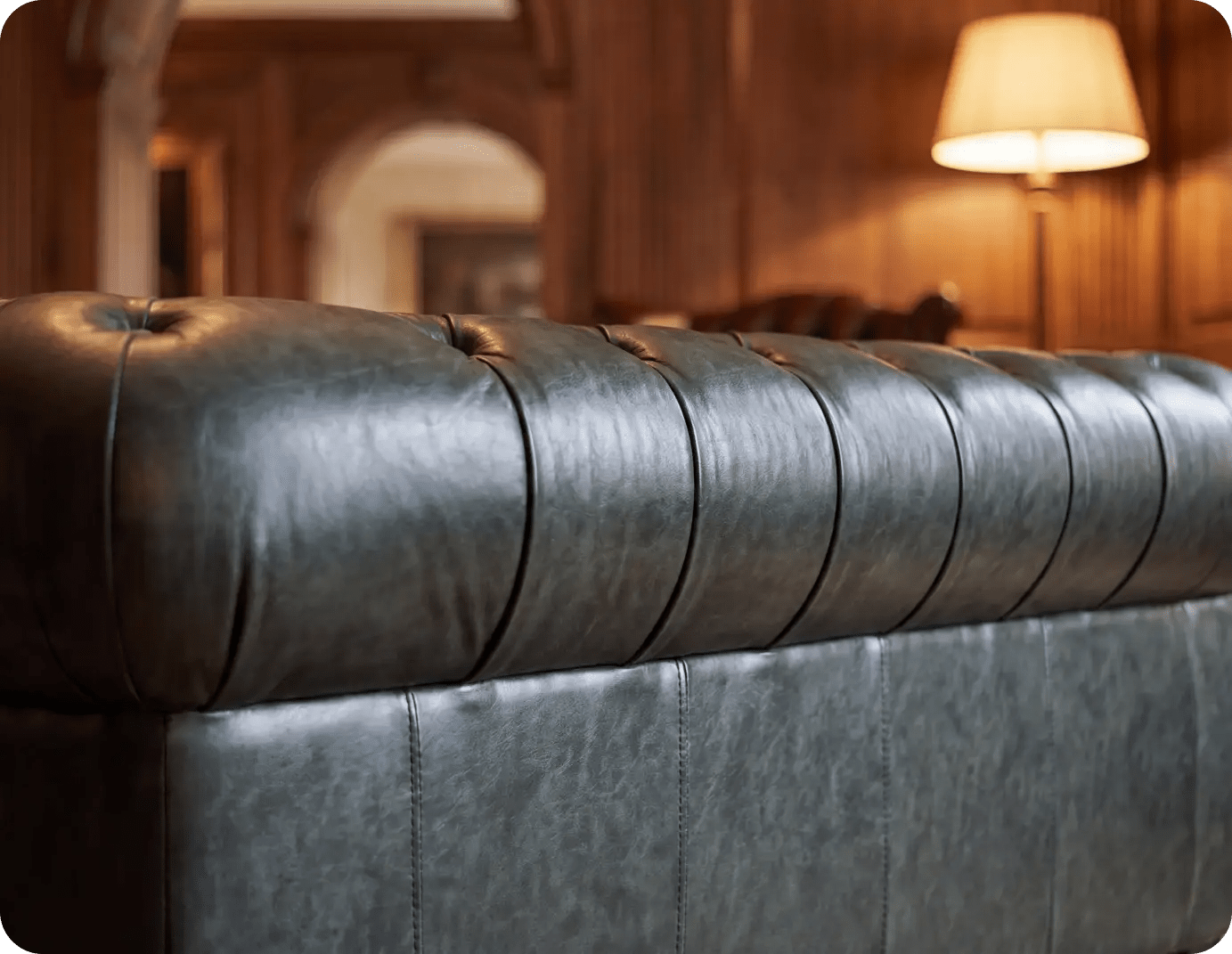 Chesterfield Green Leather Antique 3 Seater Sofa