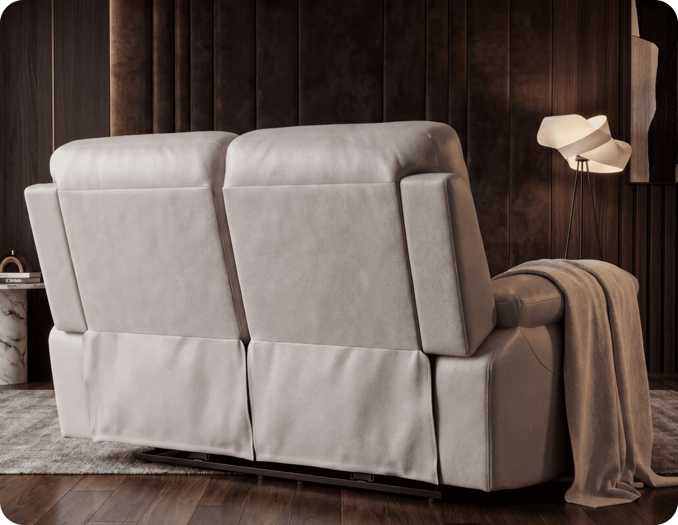 Torino Genuine Leather Light Grey Electric Power Recliner 2 Seater Sofa