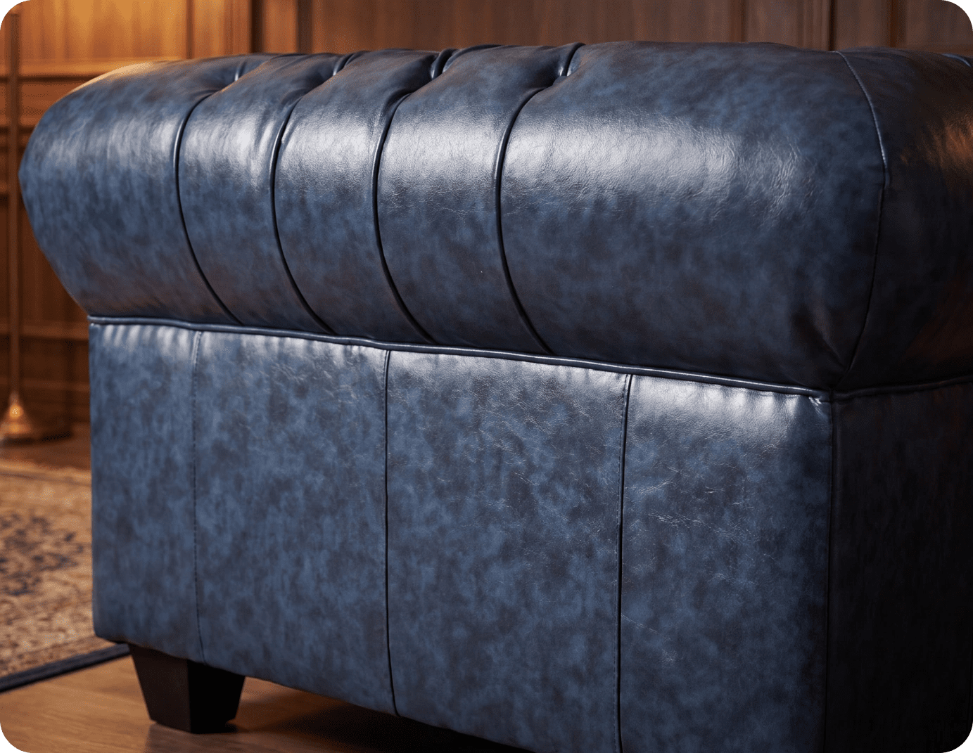 Chesterfield Blue Leather Antique Armchair
