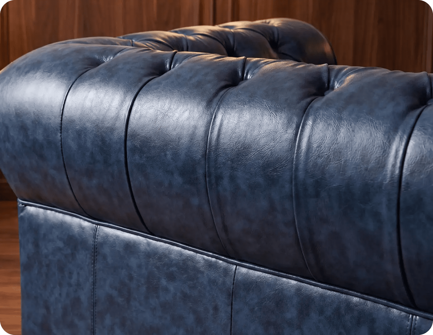 Chesterfield Blue Leather Antique 3 Seater Sofa