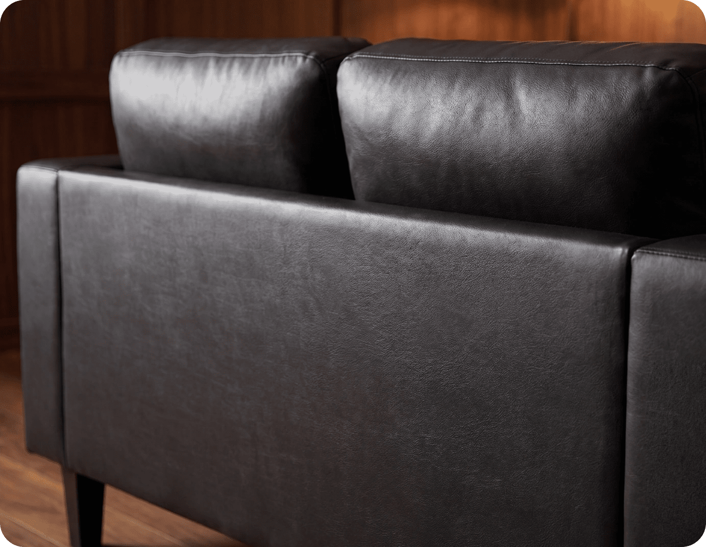 Nova Black Leather 2 Seater Sofa