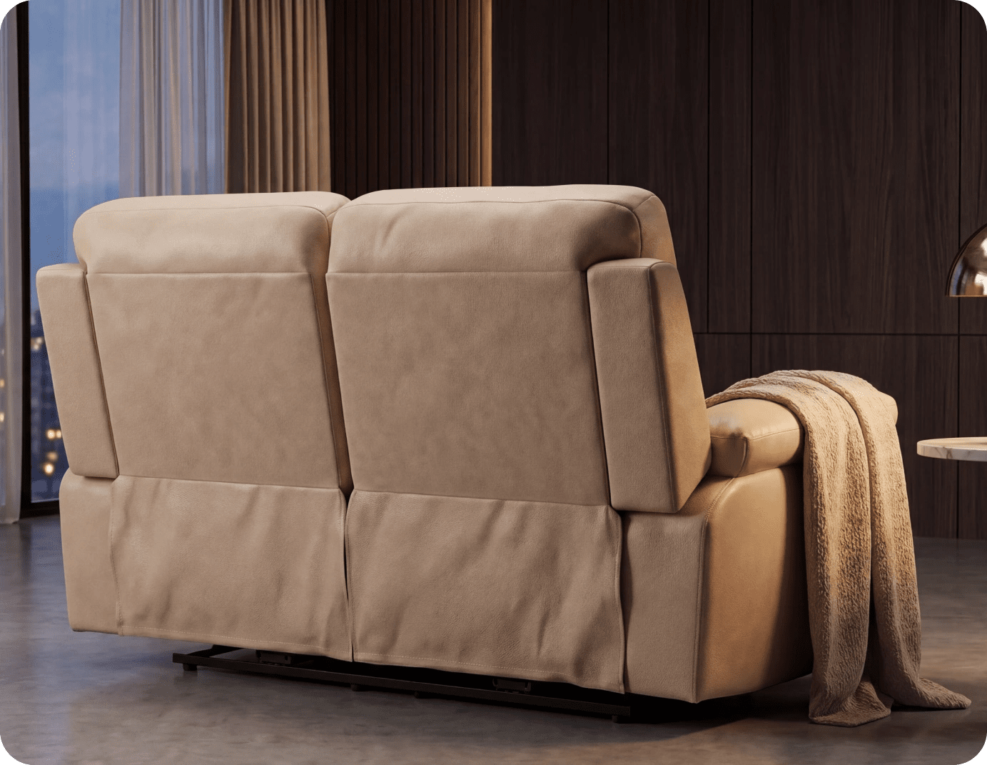 Torino Genuine Leather Cream Electric Power Recliner 2 Seater Sofa