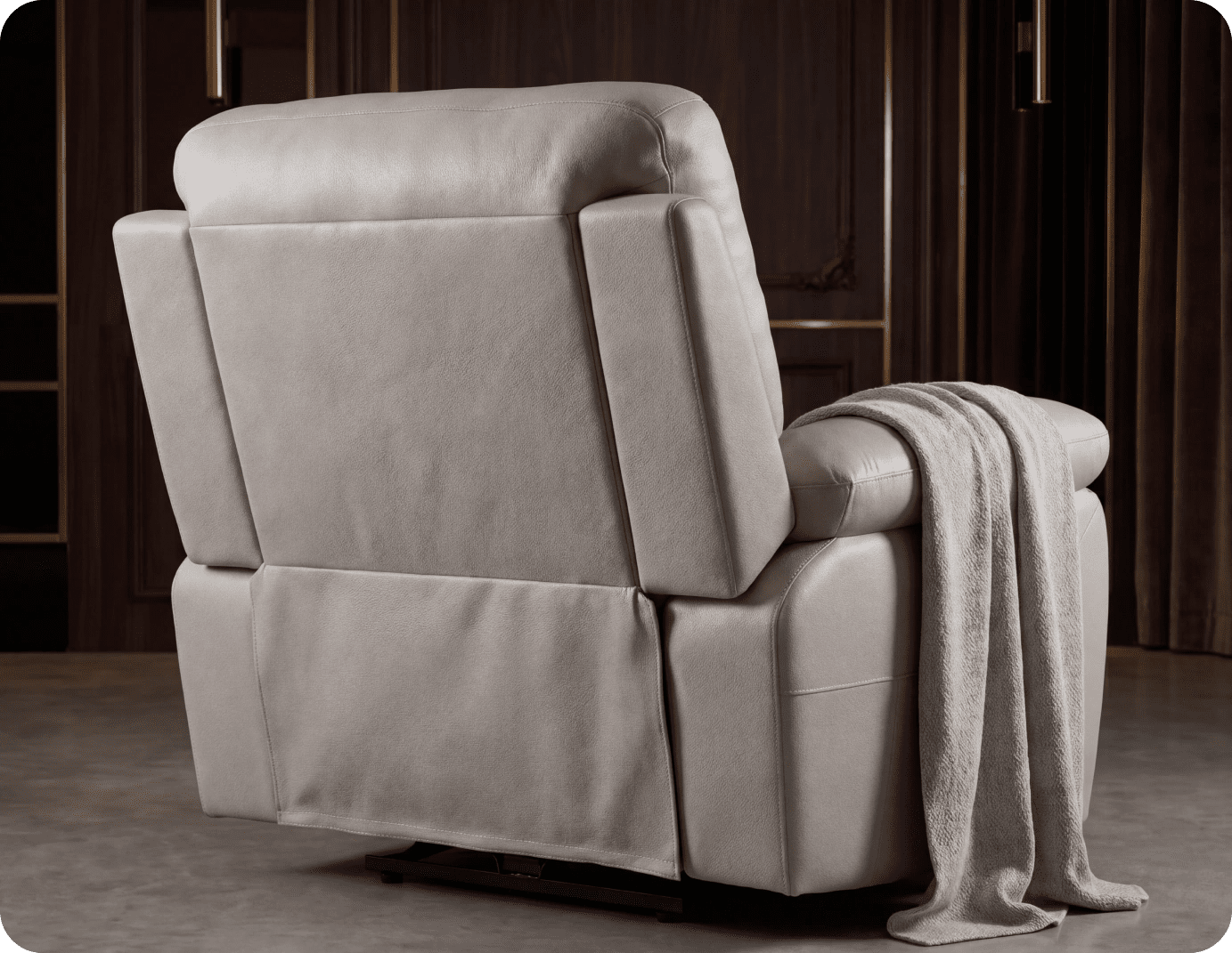 Torino Genuine Leather Light Grey Electric Power Recliner Armchair