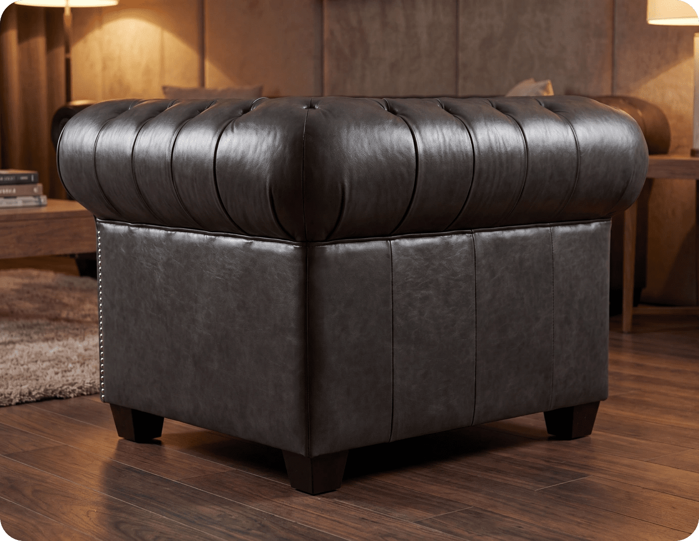 Chesterfield Grey Leather Antique Armchair