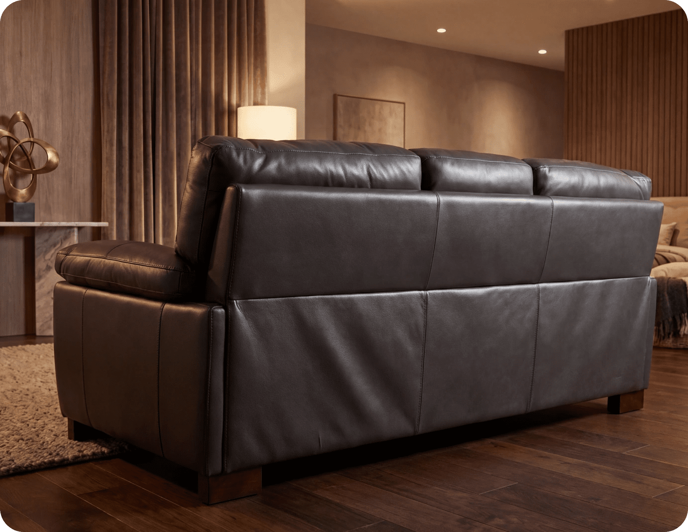 Dalmore Genuine Leather Grey 3 Seater Sofa