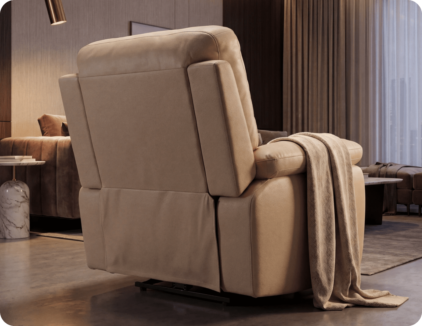 Torino Genuine Leather Cream Electric Power Recliner Armchair