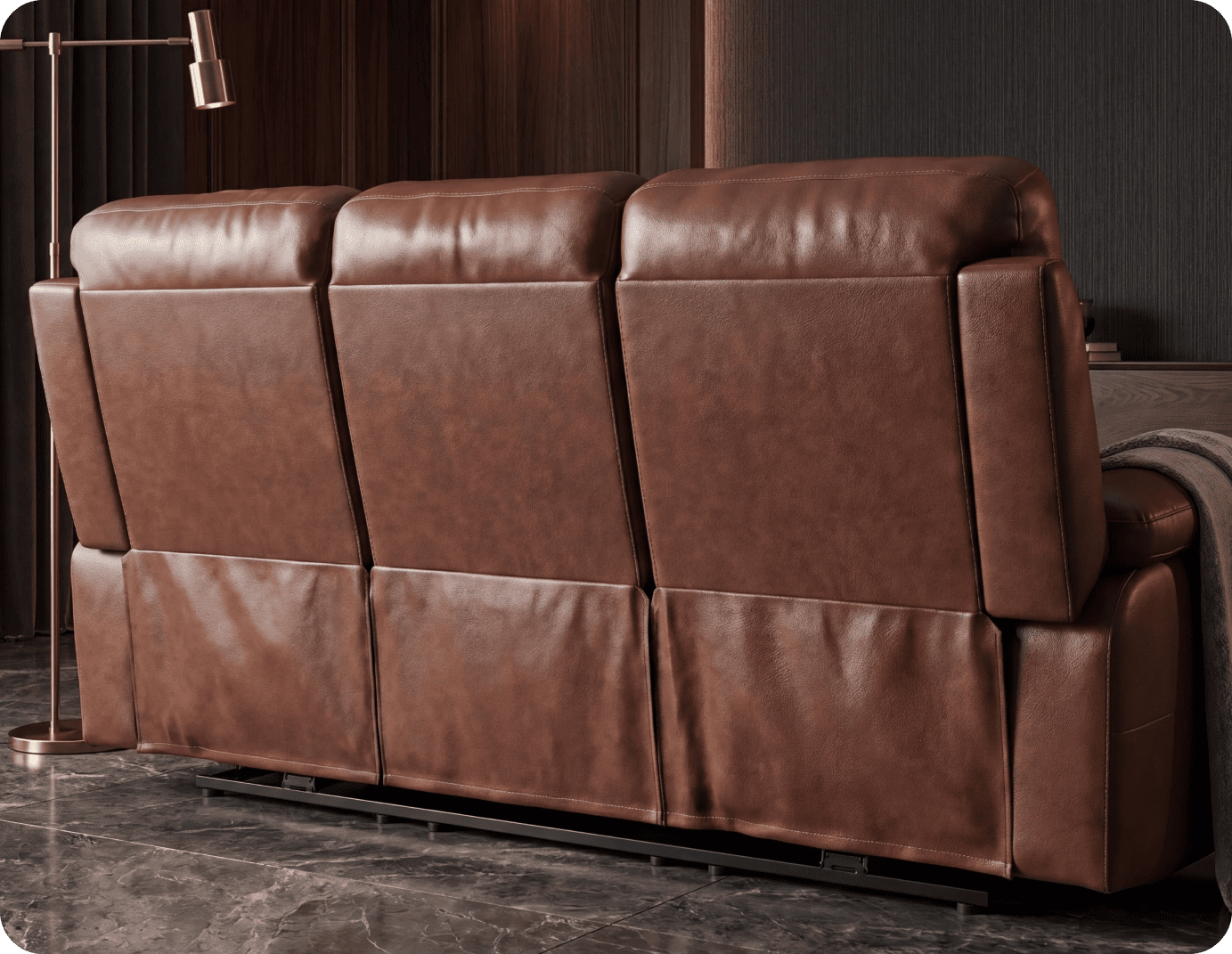 Torino Genuine Leather Tan Electric Power Recliner 3 Seater Sofa