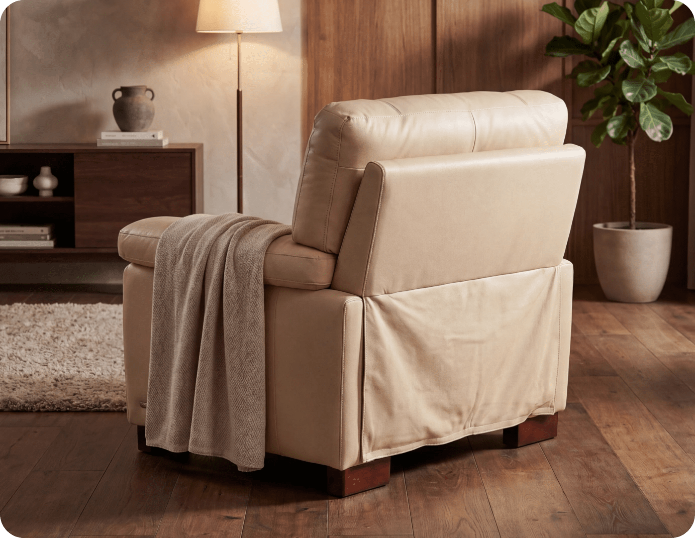 Dalmore Genuine Leather Cream Armchair
