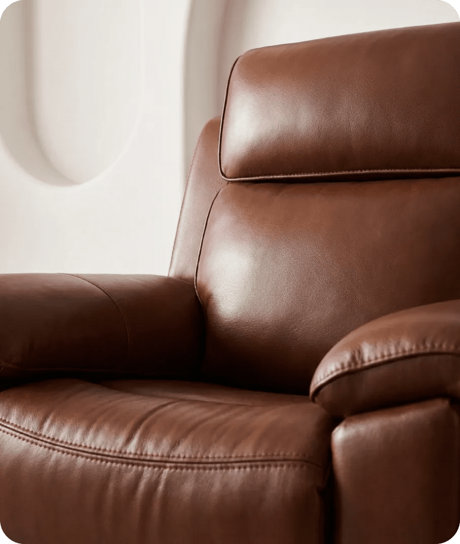 Leo Tan Genuine Leather Armchair with Electric Power Recliner