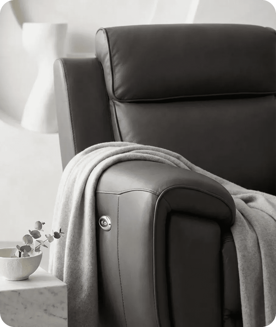 Leo Genuine Leather Grey Electric Power Recliner Armchair