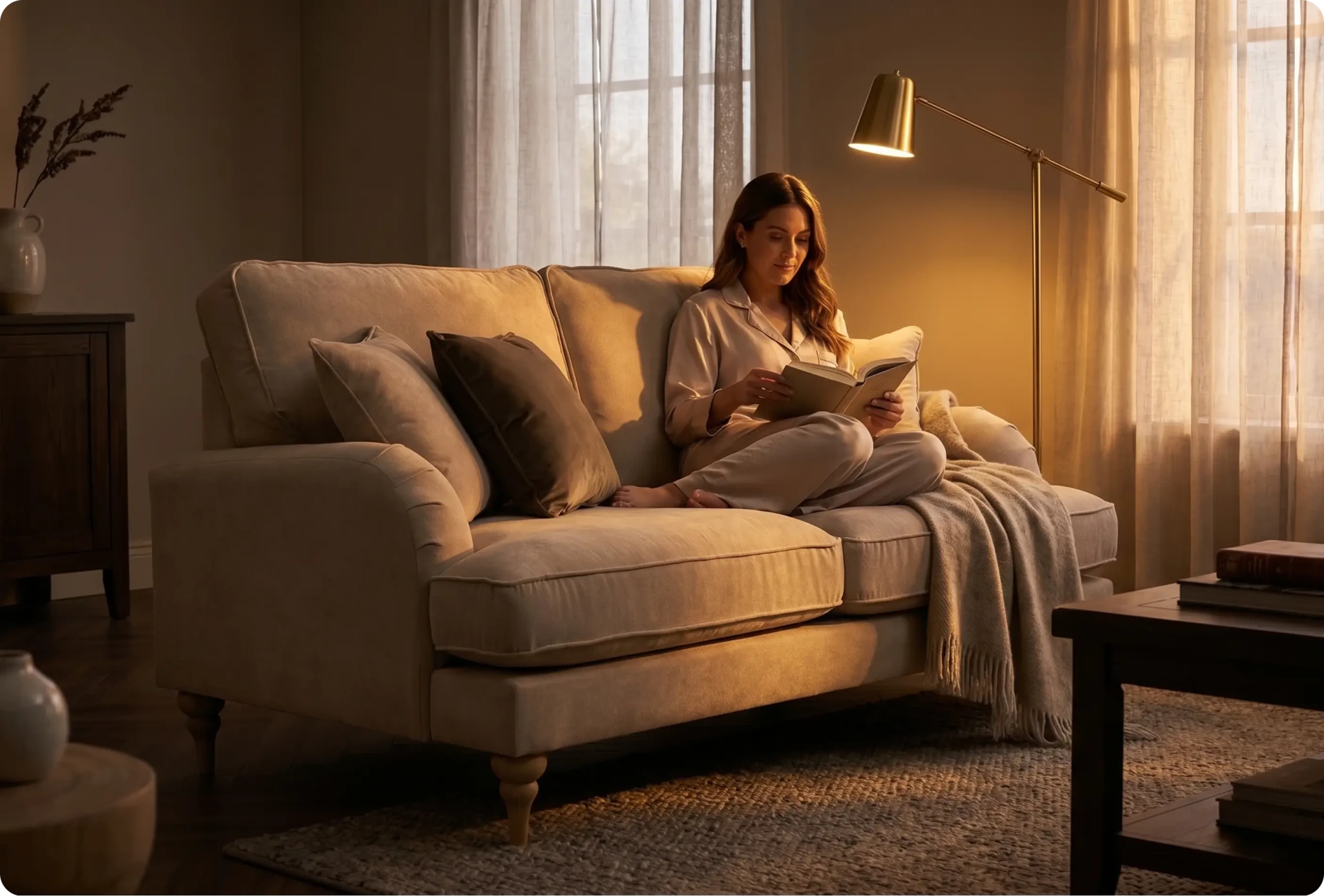 Livie Cream Fabric Two Seater