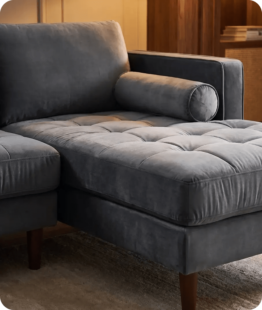Scott Grey Velvet Corner Sofa LHC