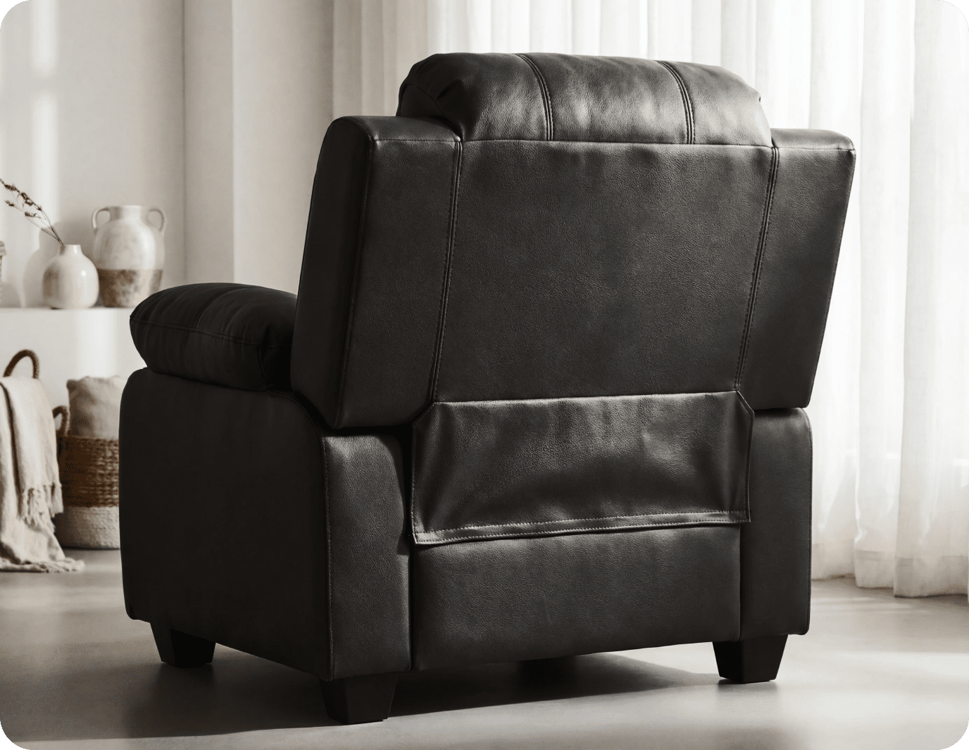 Veloura Black Leather Armchair