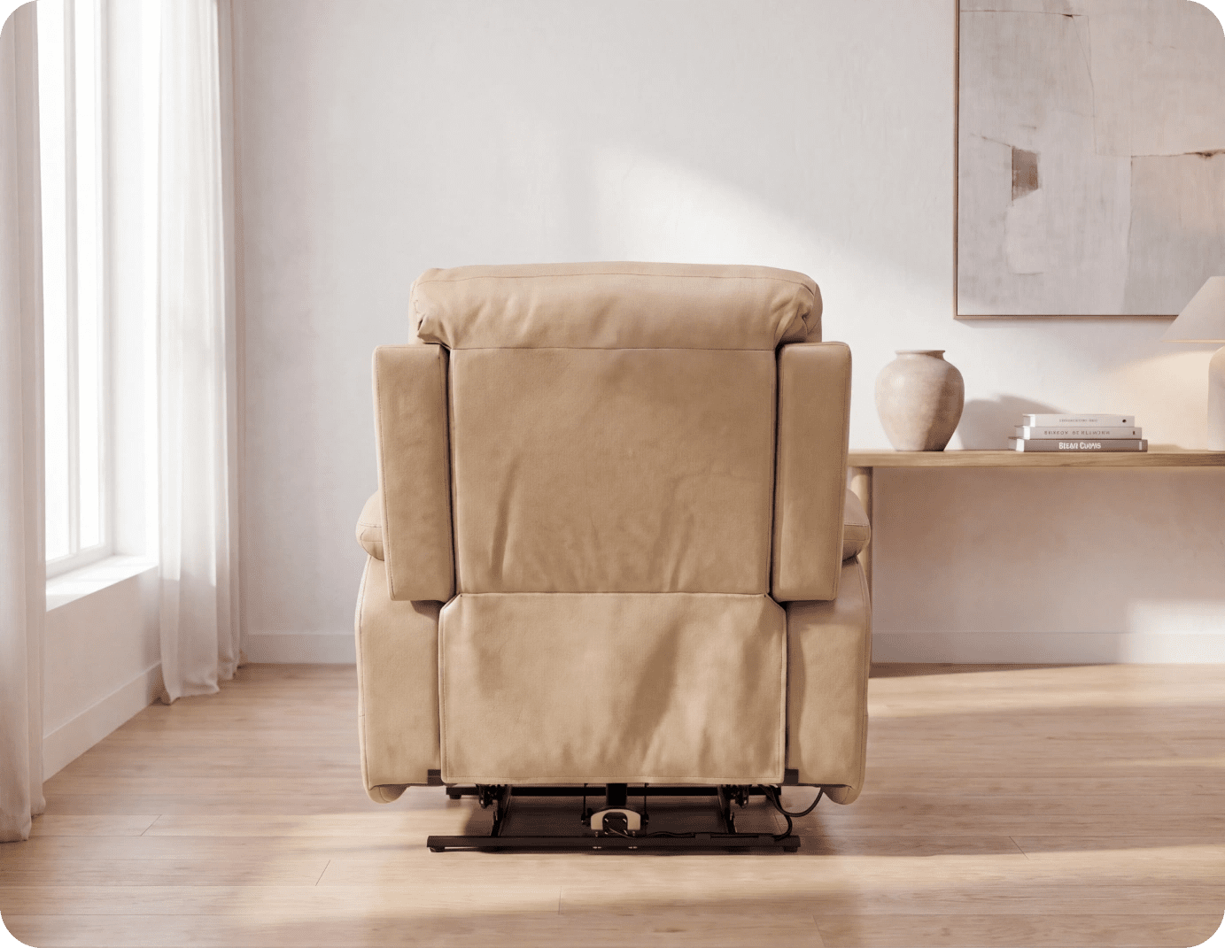 Milano Cream Leather Power Recliner Armchair