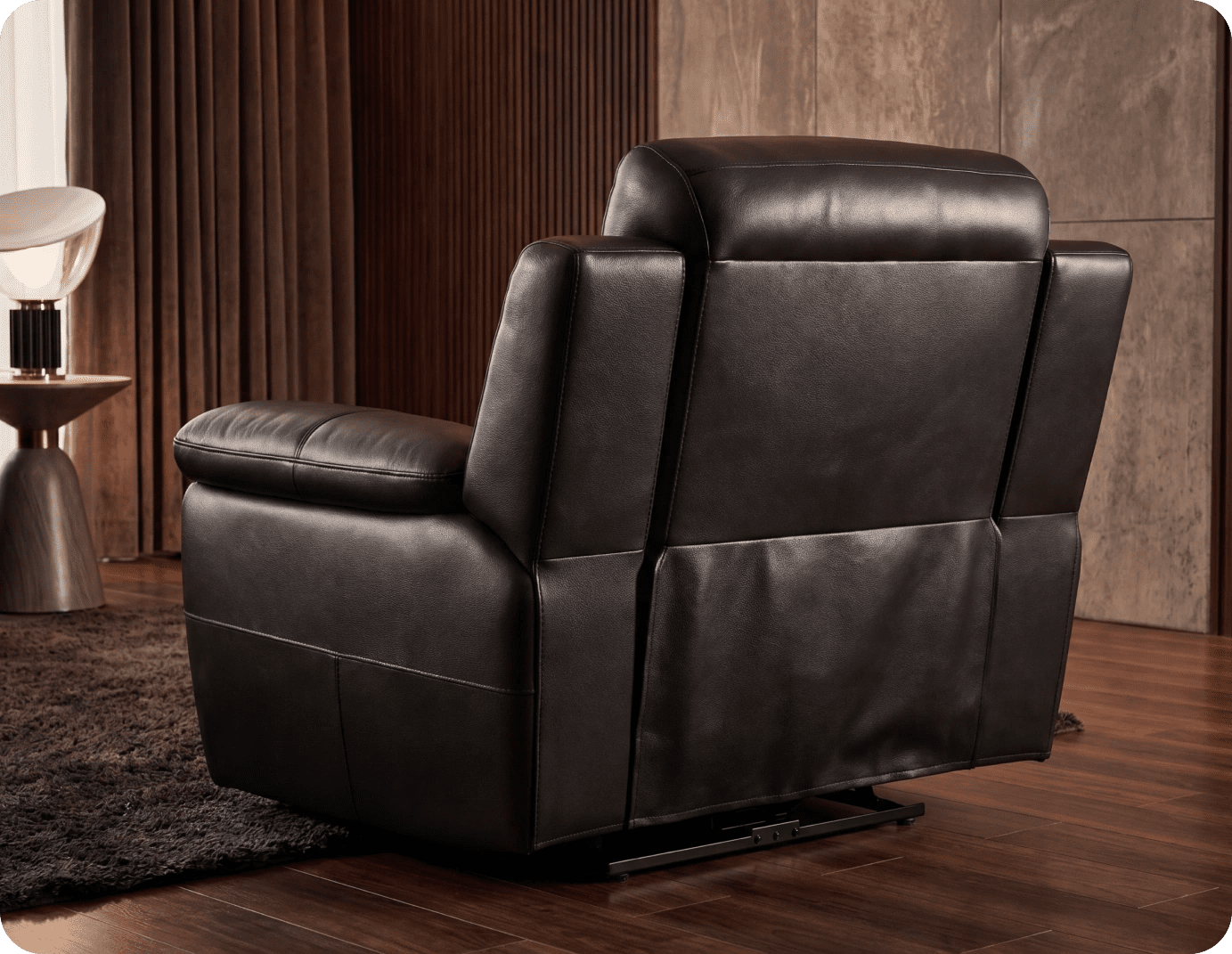 Leo Genuine Leather Black Electric Power Recliner Armchair