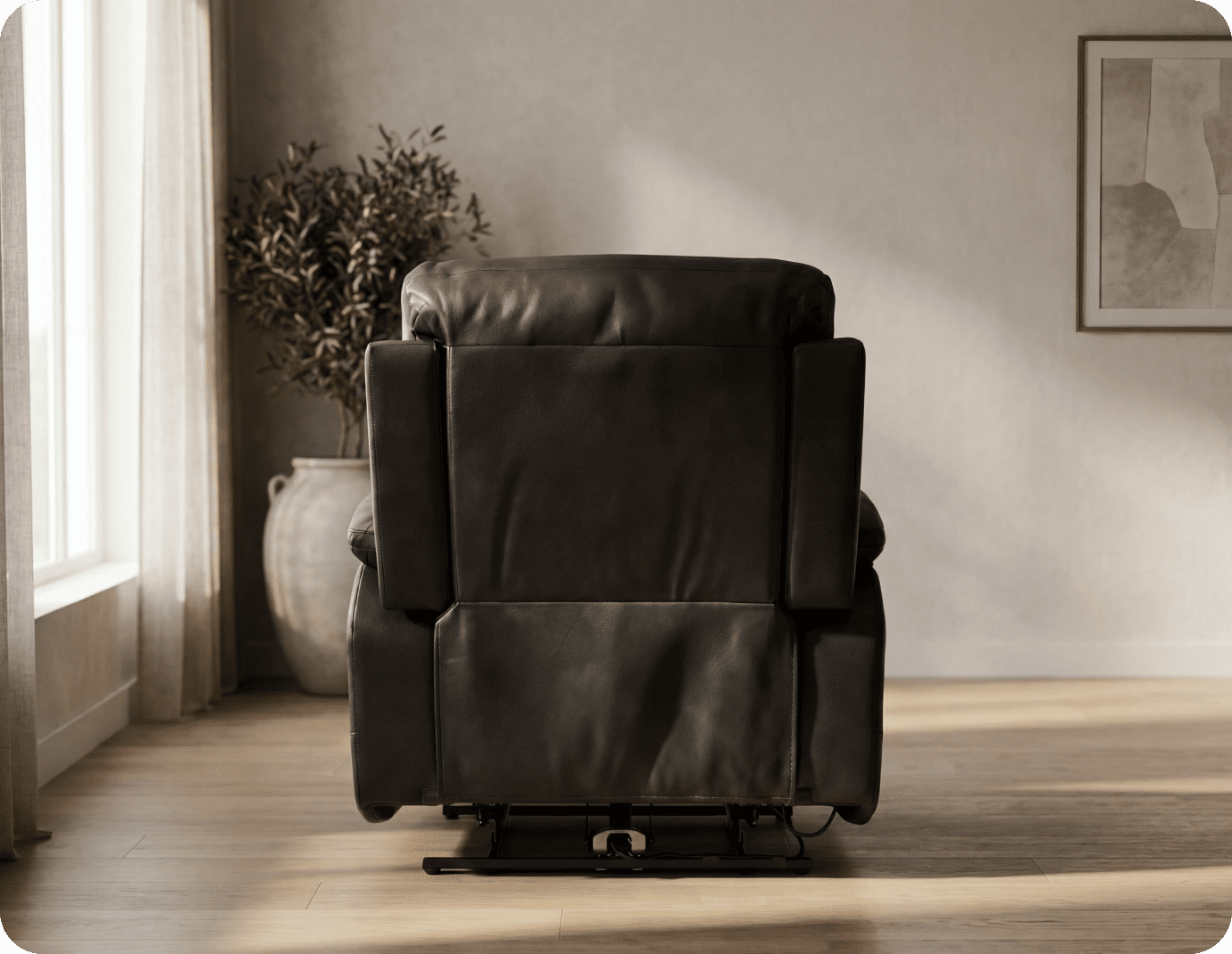 Milano Black Leather Electric Recliner Armchair