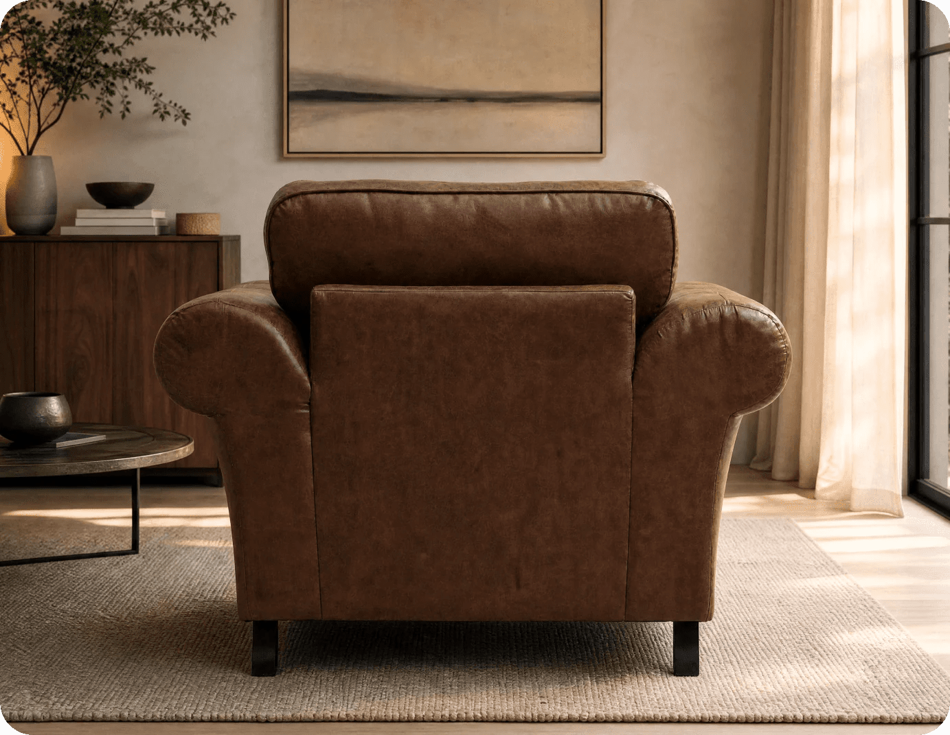 Savile Tan Suede Armchair