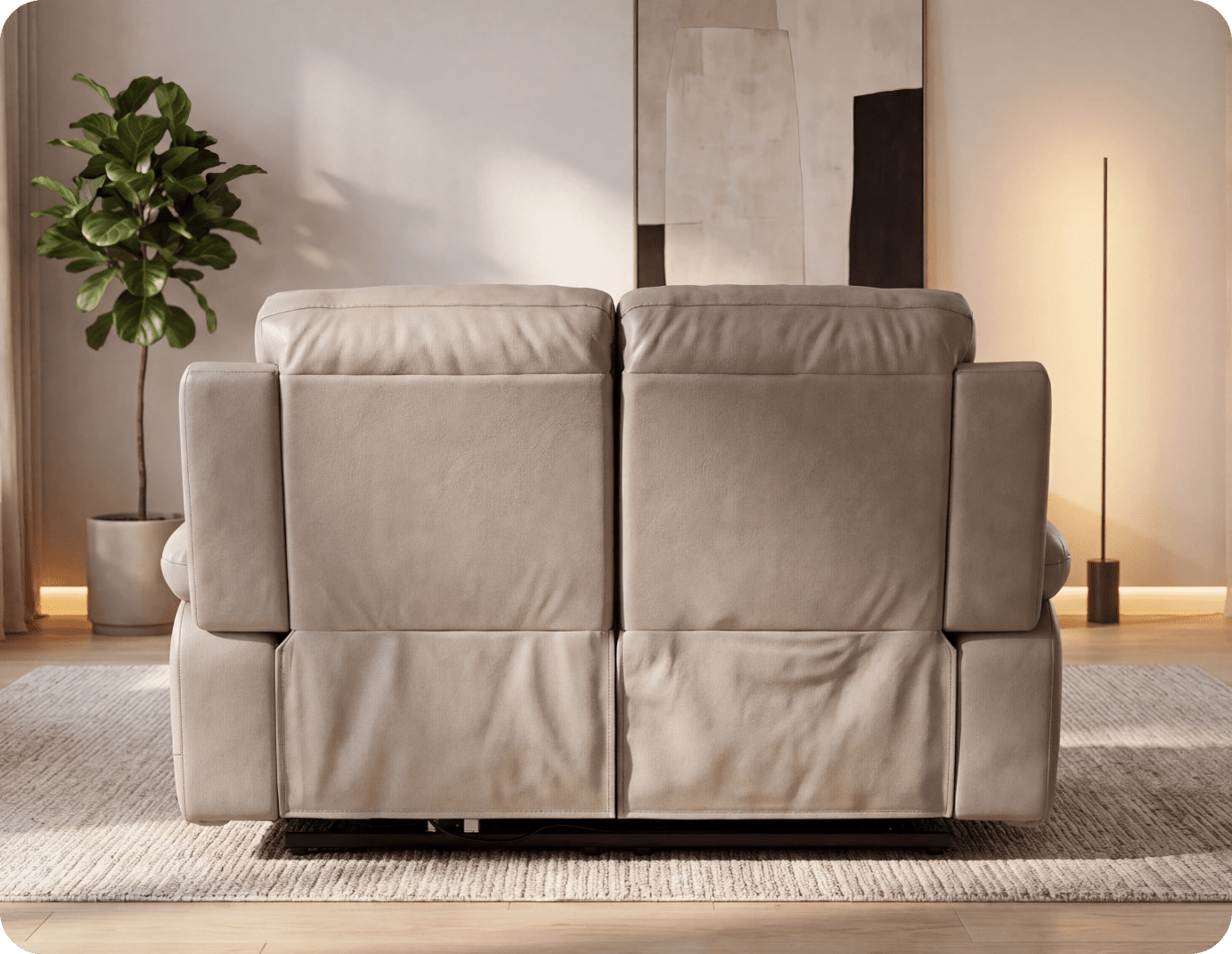 Milano Genuine Leather Light Grey Electric Power Recliner 2 Seater Sofa