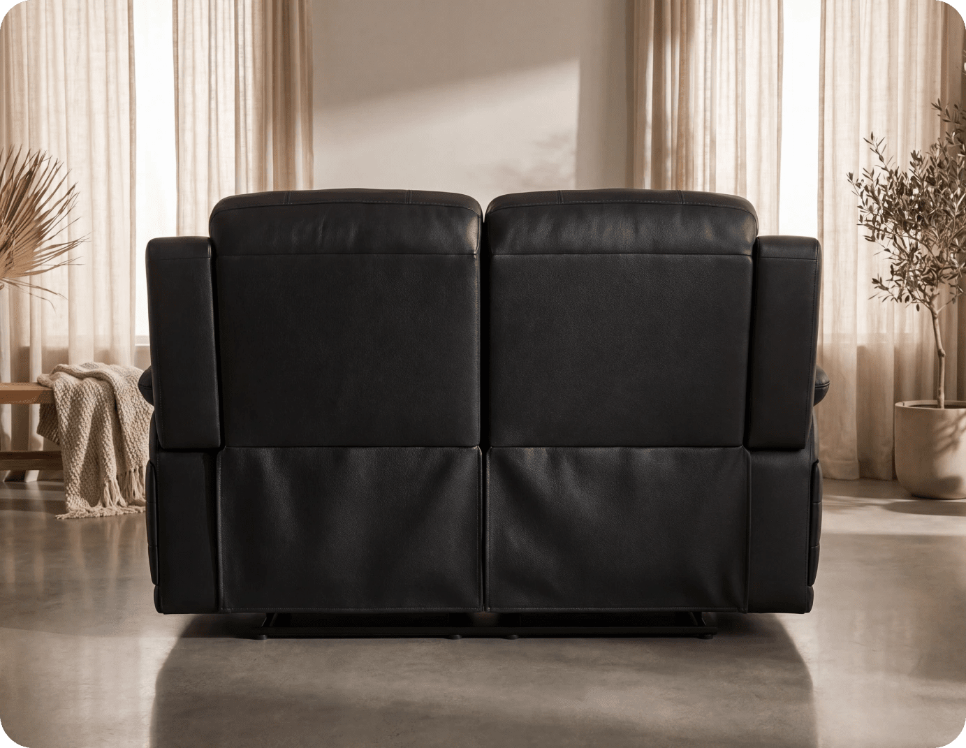 Martini Genuine Leather Black Electric Power Recliner 2 Seater Sofa