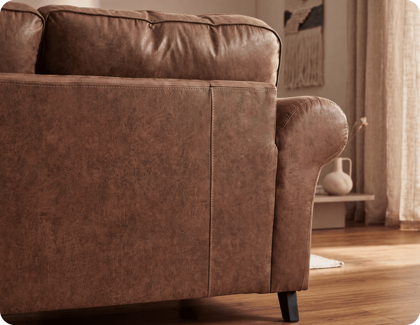 Savile Tan Suede 3 Seater Sofa
