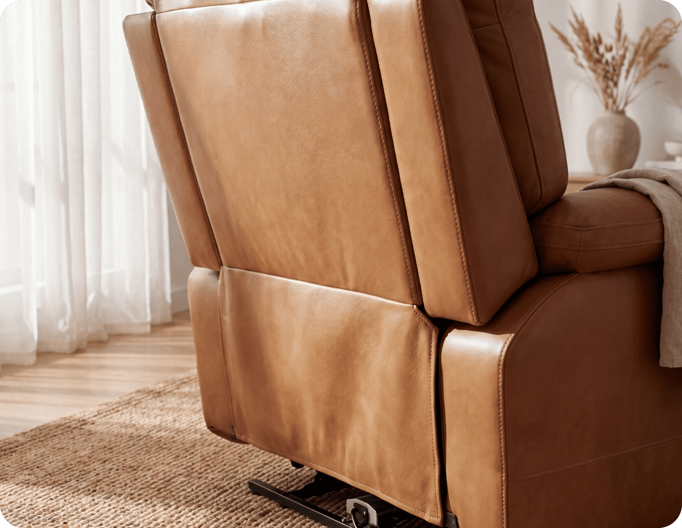 Milano Genuine Leather Caramel Electric Power Recliner Armchair