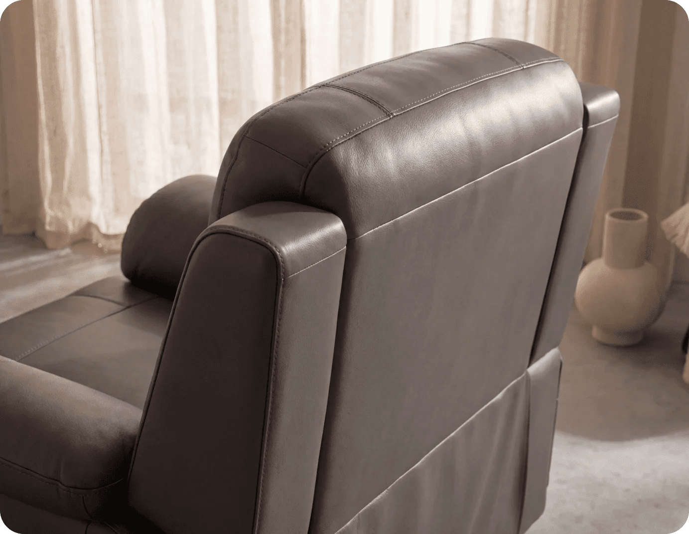 Martini Genuine Leather Grey Electric Power Recliner Armchair