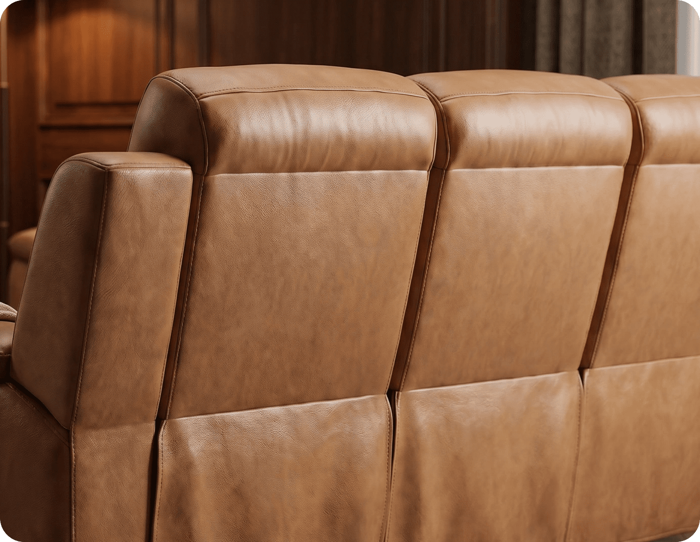Leo Genuine Leather Caramel Electric Power Recliner 3 Seater Sofa