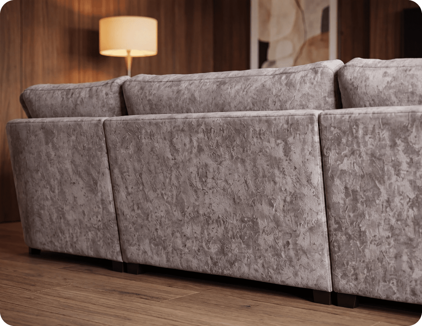 Westminster Silver Alaska Fabric U Shape High Back Corner Sofa