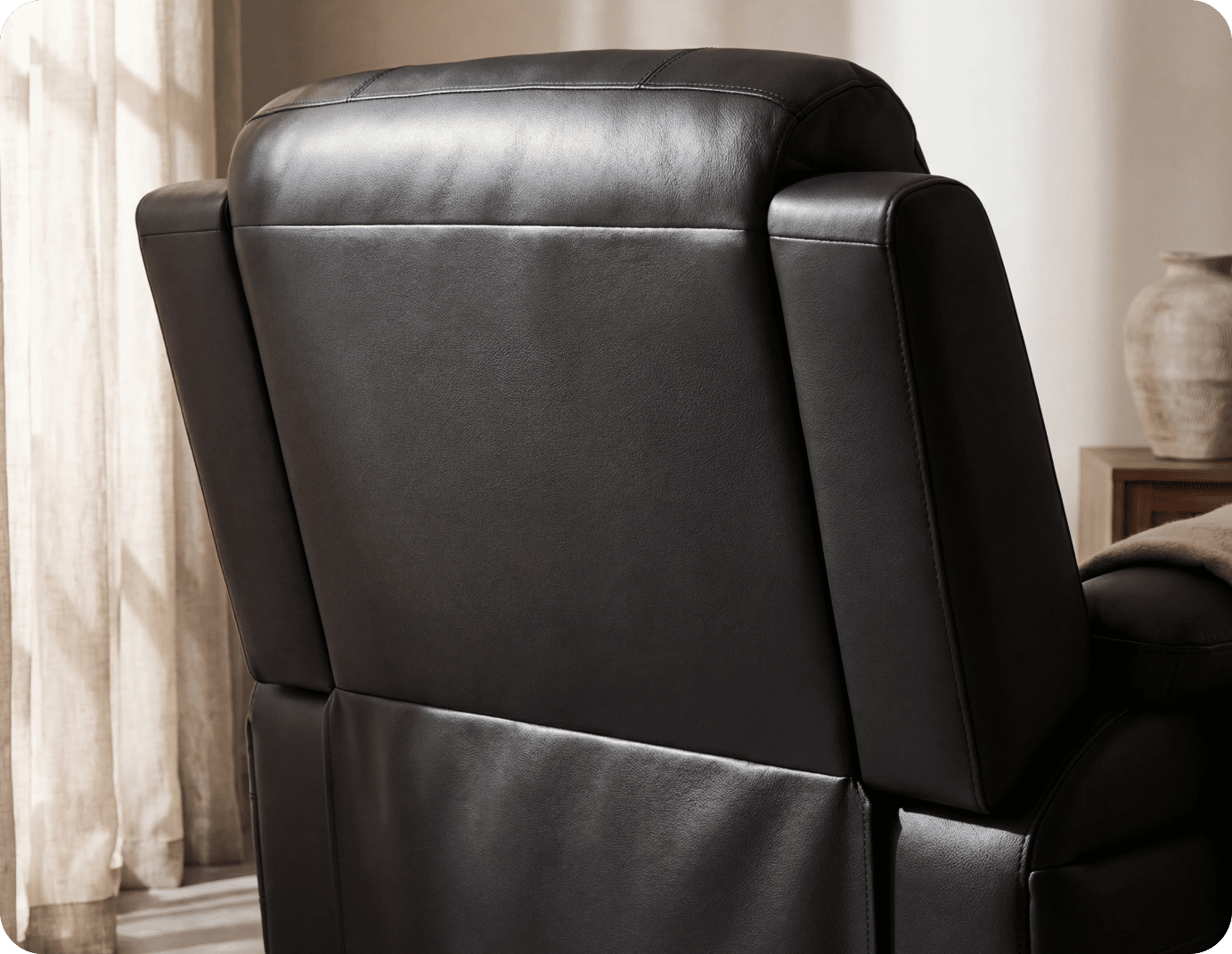 Martini Genuine Leather Black Electric Power Recliner Armchair