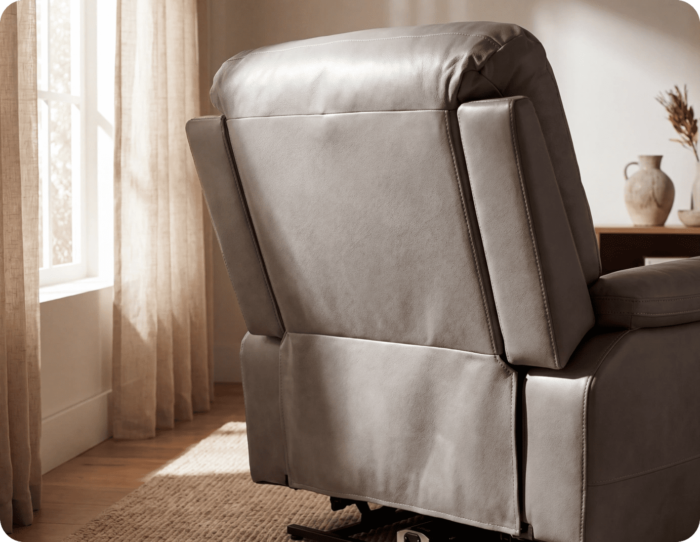 Milano Genuine Leather Light Grey Electric Power Recliner Armchair