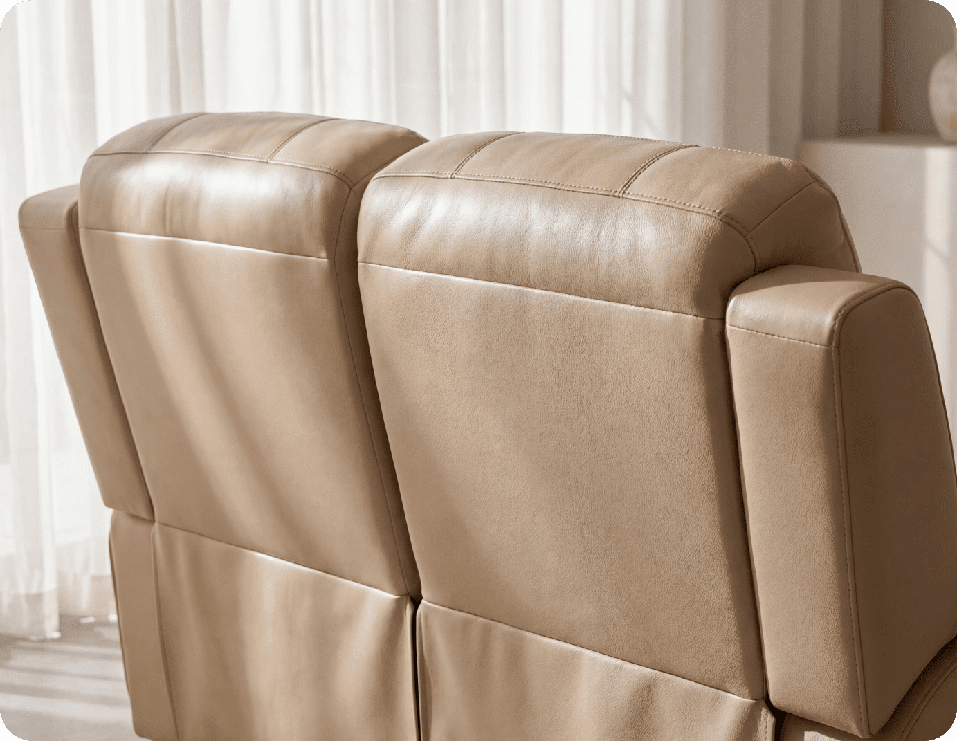 Martini Genuine Leather Cream Electric Power Recliner 2 Seater Sofa