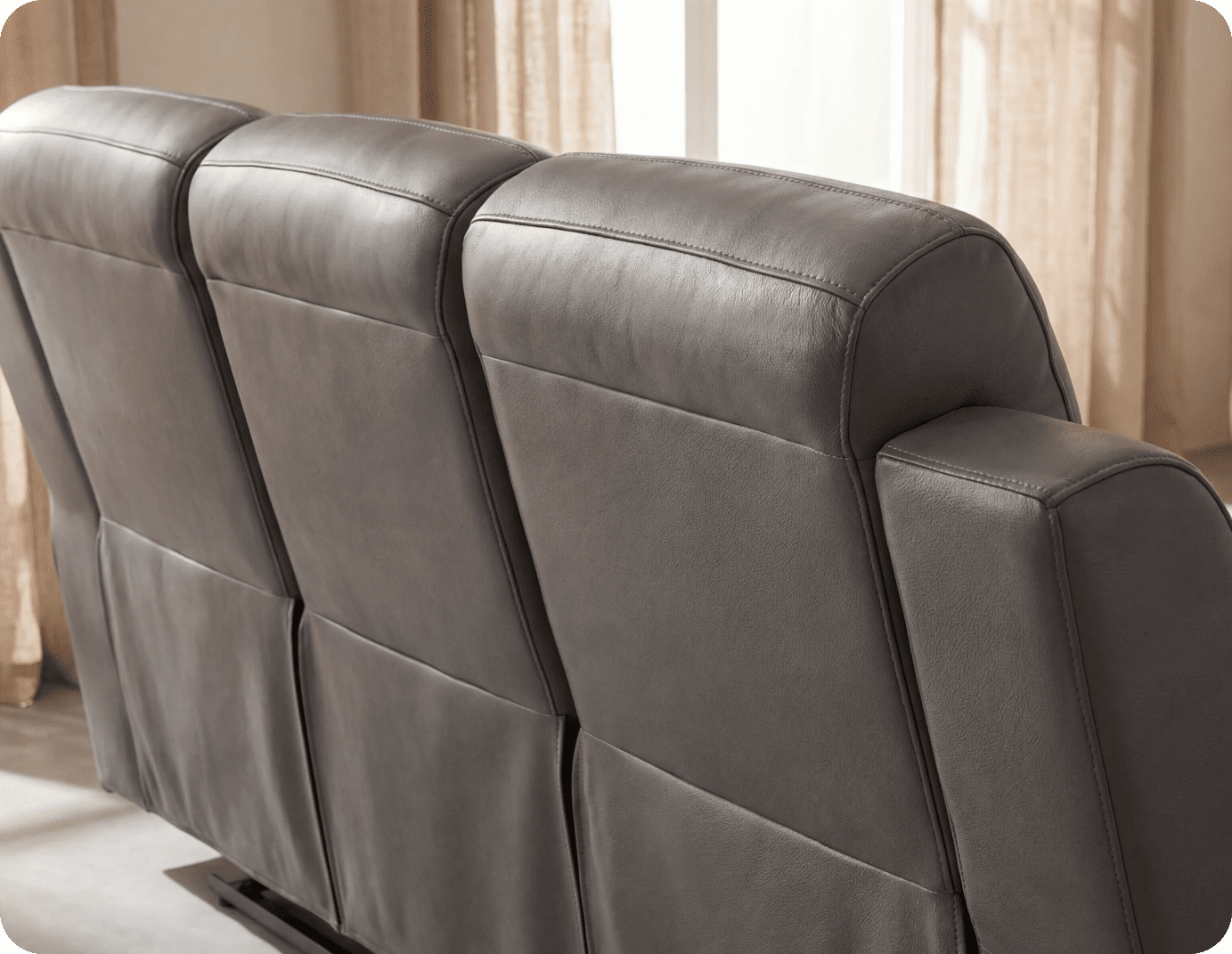 Leo Genuine Leather Grey Electric Power Recliner 3 Seater Sofa