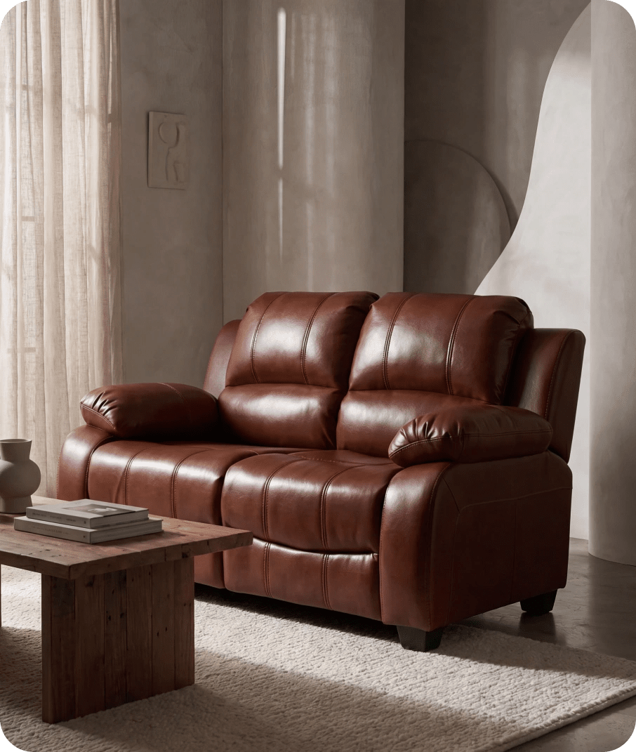 Veloura Tan Leather 2 Seater Sofa