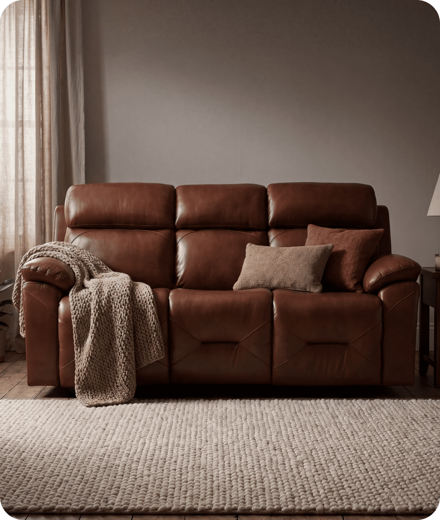 Milano Genuine Leather Tan Electric Power Recliner 3 Seater