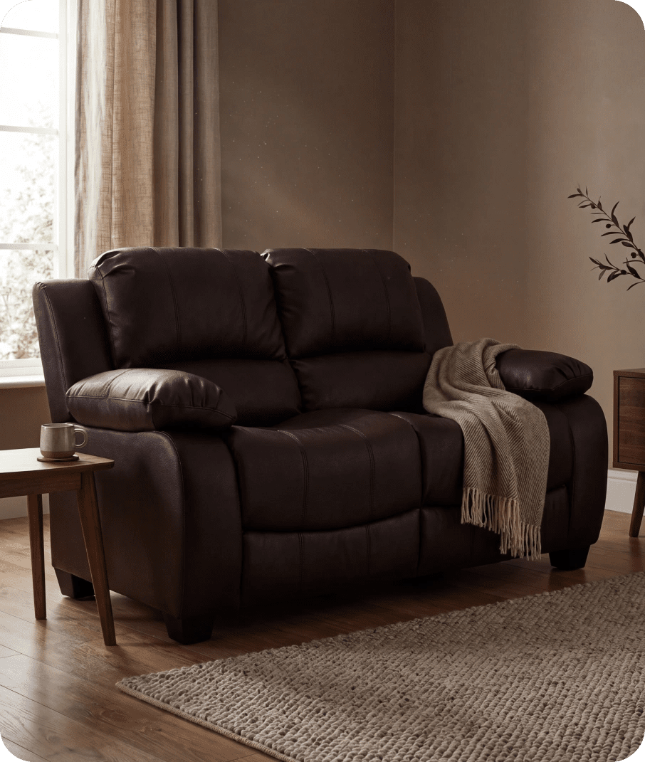 Veloura Brown Leather 2 Seater Sofa