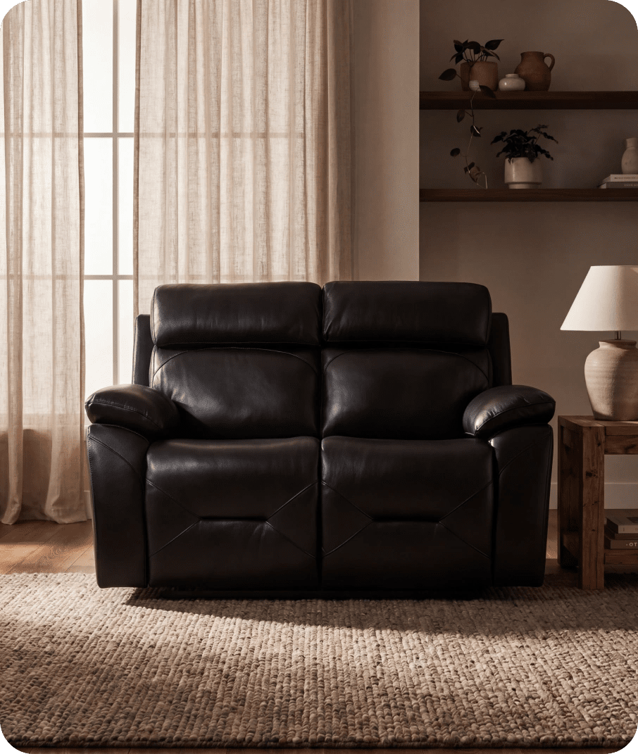 Milano Genuine Leather Black Electric Power Recliner 2 Seater Sofa