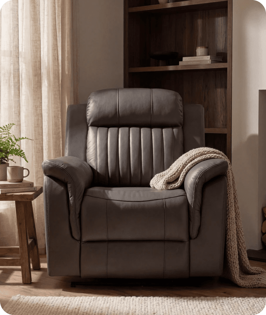 Martini Genuine Leather Grey Electric Power Recliner Armchair