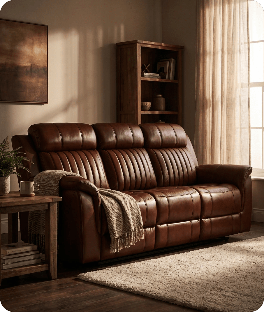 Martini Genuine Leather Tan Electric Power Recliner 3 Seater Sofa