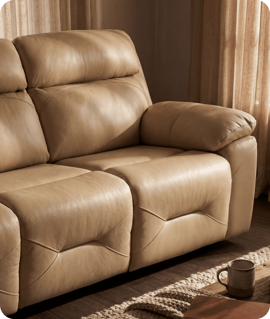 Milano Genuine Leather Cream Electric Power Recliner 3 Seater Sofa