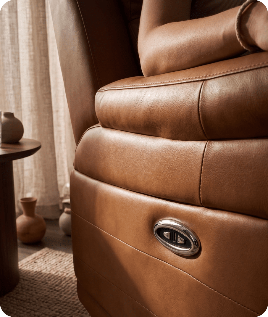 Martini Genuine Leather Caramel Electric Power Recliner Armchair